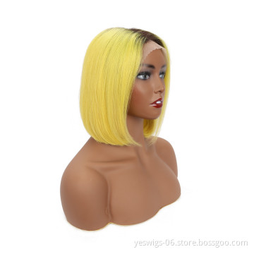 13x4 Lace Frontal Bob Wig HD 1b/Neon Color 1B 613 Blonde Pink Blue Gray Hot Pink Neon Purple Ombre Color Glueless Bob Lace Wig